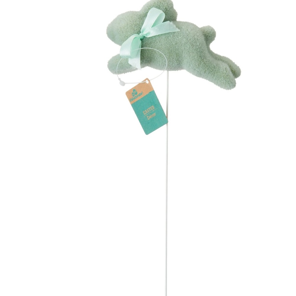 Easter Mint Green Flocked Bunny Decorative Pick - 1 count
